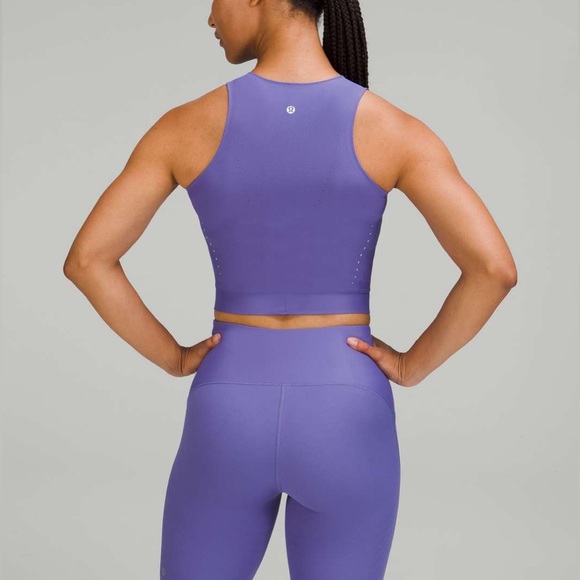 Lululemon SenseKnit Running Tank top Charged Indigo Purple Cropped workout - Picture 4 of 11